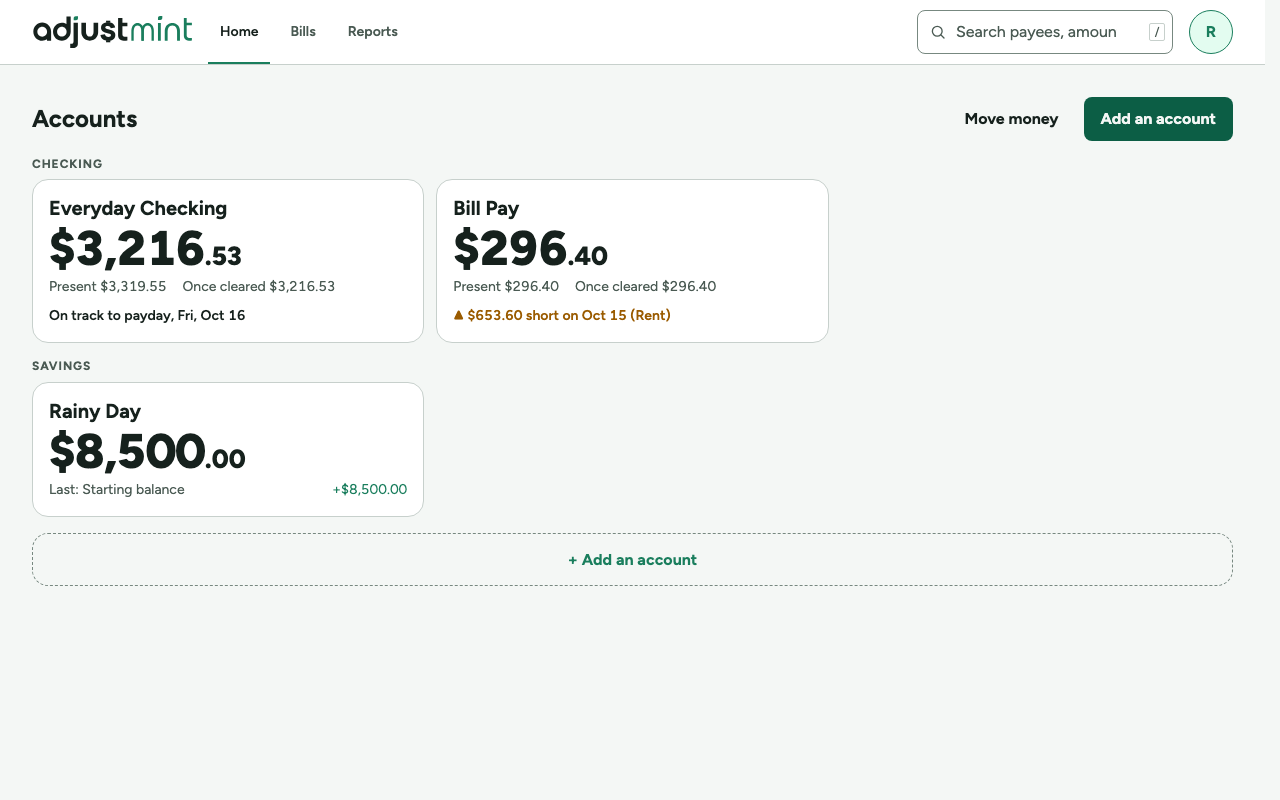 Multiple accounts as built, version 1.1.0: wide, 1280px, light