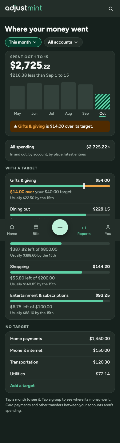 Reports as built, version 1.0.0: phone, 390px, dark